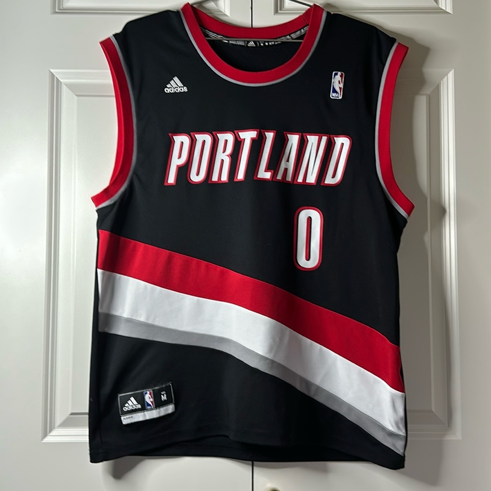 Adidas Portland Trailblazers Lillard 0 basketball jersey size Men Medium EC - Picture 1 of 7